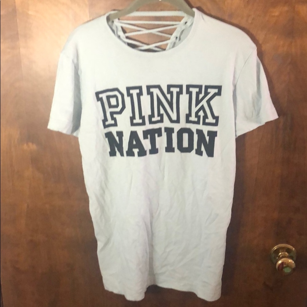 PINK lace up back tee